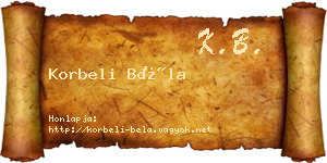 Korbeli Béla névjegykártya
